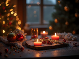 christmas decoration with candles and decorations