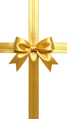 Golden ribbon crossing with a bow, elegant on dark backdrop