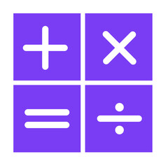 Obraz premium Basic math operations icon with plus, multiply, equal and divide symbols.