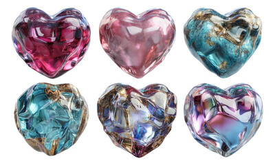 Fototapeta premium Colorful Glossy Sculpted Heart Orbs in a Stunning Collection for Valentine's Day