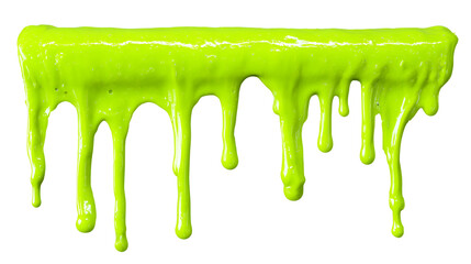 Bright neon green slime dripping isolated on transparent background © MdAriful