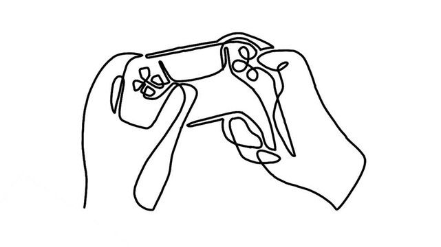 continuous line animation of hands with joystick game controller