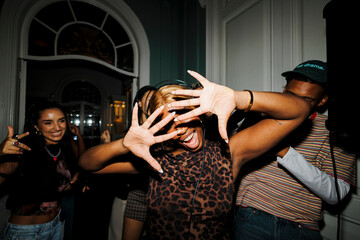 People dancing having fun at a live music event party