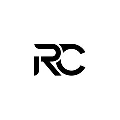 Monogram logo design featuring the letters r and c in a modern, bold, black typeface