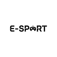 Esport text logo with game controller icon integrated into the letter o