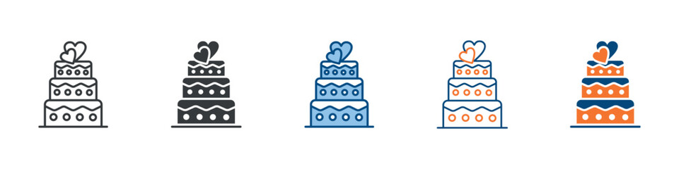 Wedding Cake Icon Set Multiple Style Collection 