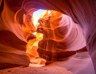 View inside a colorful, carved sandstone canyon
