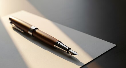 Elegant fountain pen writing instrument on paper stationery close up product photography for sale online