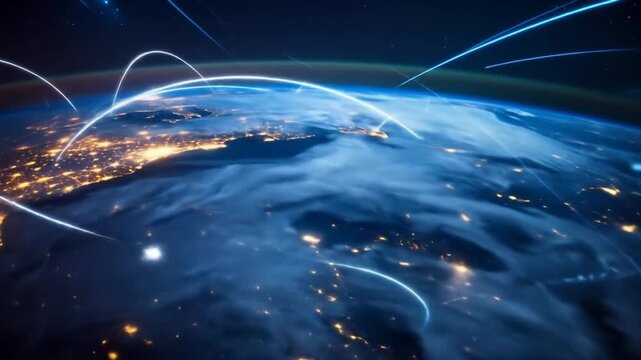 Global Network Connections - Visualizing Worldwide Data Transmission. - Powered by Adobe