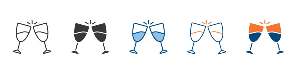 Champagne Icon Set Multiple Style Collection 