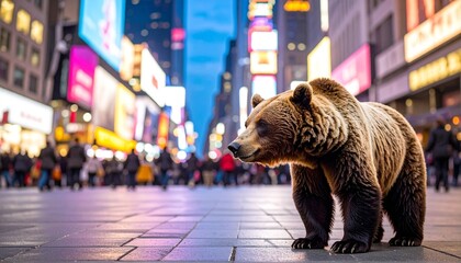 Bear in Times Square with New York City.