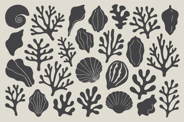 Striking Black and White Sticker Sheet of Minimalist Icons