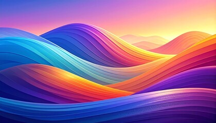 Colorful Abstract Wavy Landscape.