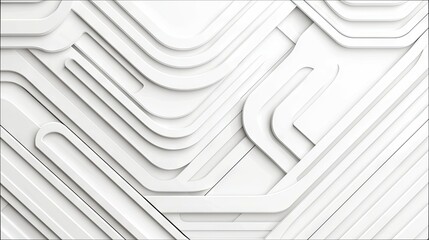 A modern abstract design featuring a white 3D pattern with lines, curves, and geometric shapes. The image has a clean and minimalist aesthetic.