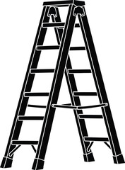A simple black and white illustration of a wooden leaning ladder