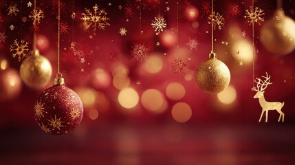 Naklejka premium Festive Christmas Decorations with Baubles and Reindeer