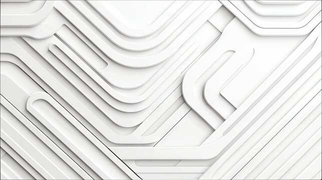 A modern abstract design featuring a white 3D pattern with lines, curves, and geometric shapes. The image has a clean and minimalist aesthetic.