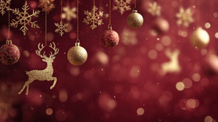 Naklejka premium Festive Christmas Decorations with Baubles and Reindeer