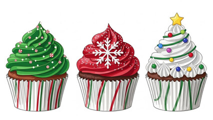 Delicious christmas cupcakes holiday treats vector art festive baking dessert sweet food design illustration