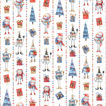 Playful Snowmen and Gifts Pattern