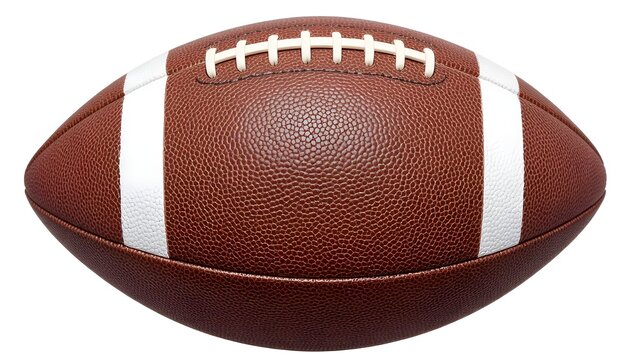 A traditional brown American football with white laces is wonderfully isolated on a transparent background, a great PNG for sports themes