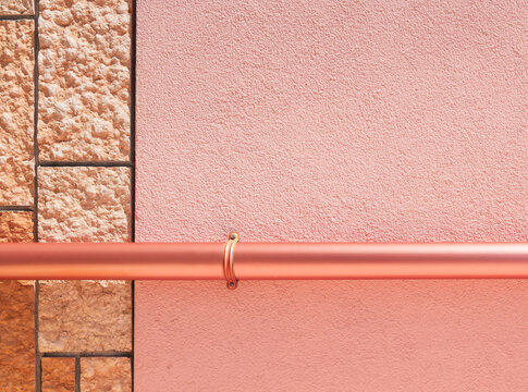 Abstract Geometric Composition in Pink and Copper Tones