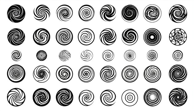 Black and White Swirls with Circular, and Abstract.