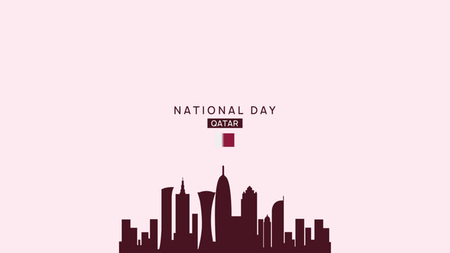 Minimalist Qatar National Day Skyline Background with Maroon Silhouette Buildings and Soft Pastel Backdrop for Celebration Banner or Poster - Powered by Adobe