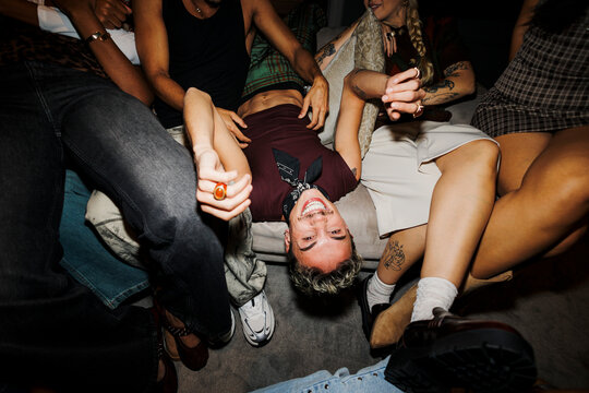 Group of friends having fun a social gathering