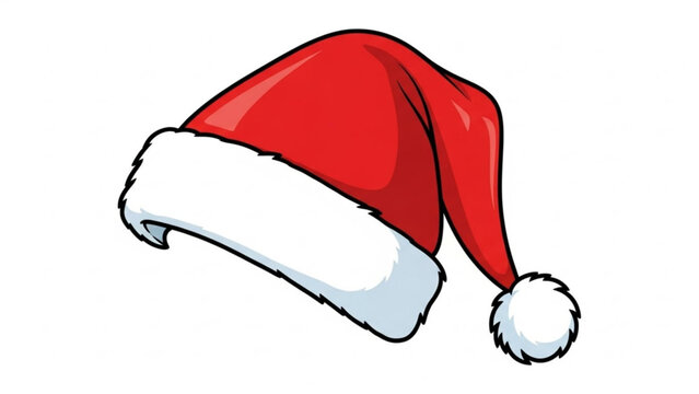 Festive santa hat illustration with classic red and white design for holiday season celebrations and christmas themed designs and decorations