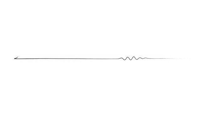 Simple black line graphic displays a subtle, decaying wave pattern near the center against a white background