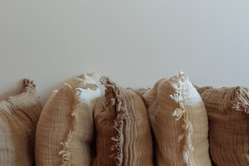 Cozy cushion home interior with warm textile 