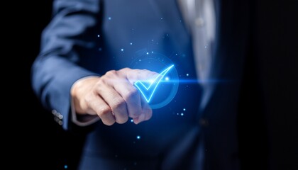 Hand Placing Wooden Block with Checkmark Completing Row