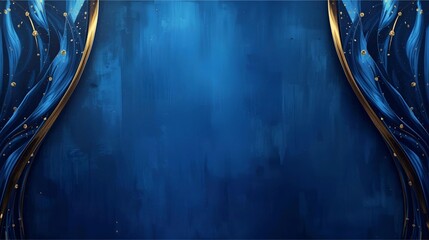 Elegant Blue Background With Gold Curves And Sparkling Dots For Decorative Design Projects