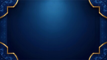 Elegant Blue Background With Gold Corner Frames For Luxury Branding, Invitations, And Presentations