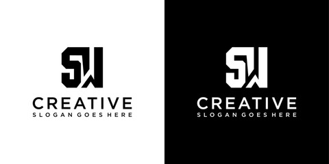 SW or WS initial letter logo design vector