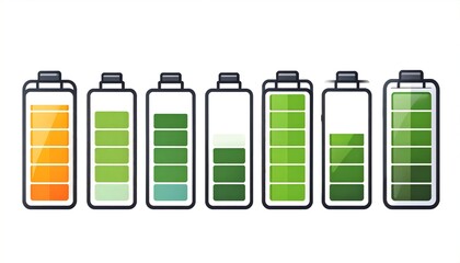Battery charge level icons on white.