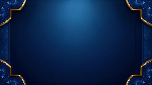 Elegant Blue Background With Gold Corner Frames For Luxury Branding, Invitations, And Presentations
