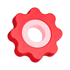 3d rendering icon setting gear red color