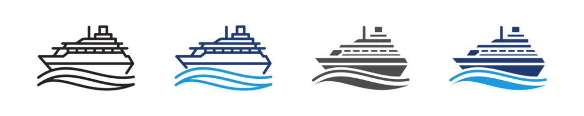 Obraz premium cruise ship icon set multiple style
