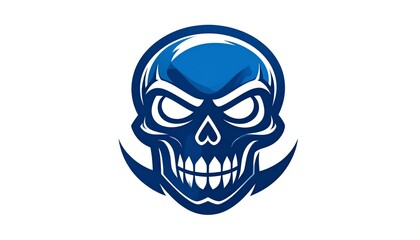 Obraz premium Blue skull icon on white background.