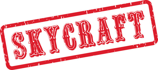 Textured red rubber stamp impression featuring SKYCRAFT word for official use