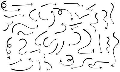 Hand-drawn creative arrows set with swirls and wavy lines for notes, highlights, and design projects