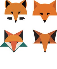 Geometric fox head illustrations in various modern designs