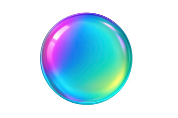 Iridescent colorful bubble sphere on transparent background