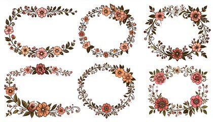 Floral frames set with decorative vintage wreaths.