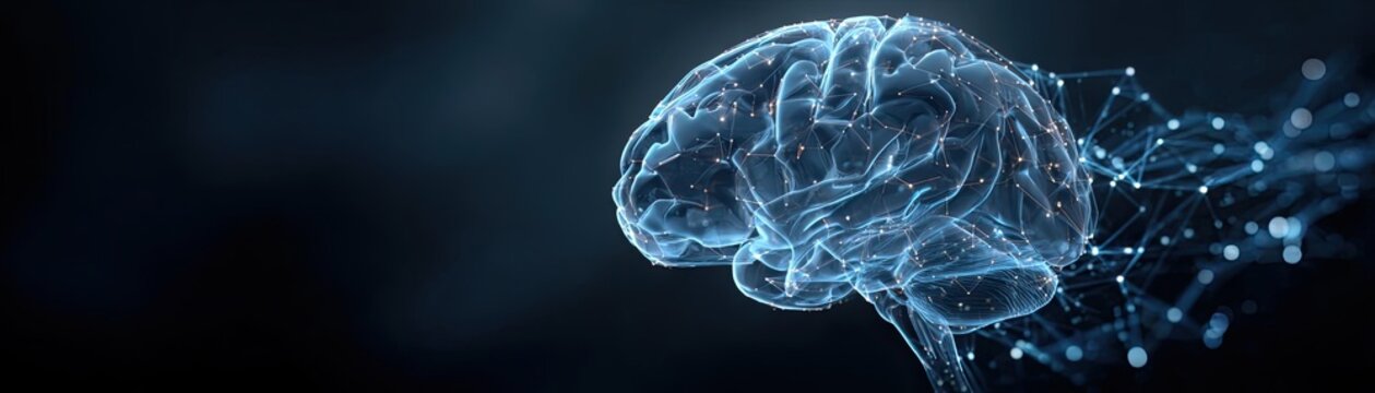 Ai powered personalized news engine concept. A digital representation of a brain with glowing connections.