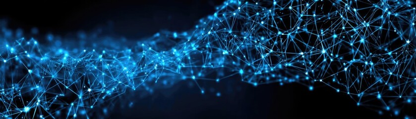 Ai powered personalized news engine concept. Abstract digital network visualization in blue tones.