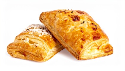Freshly baked pastries isolated on white.