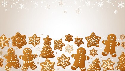 Gingerbread cookies Christmas festive background.